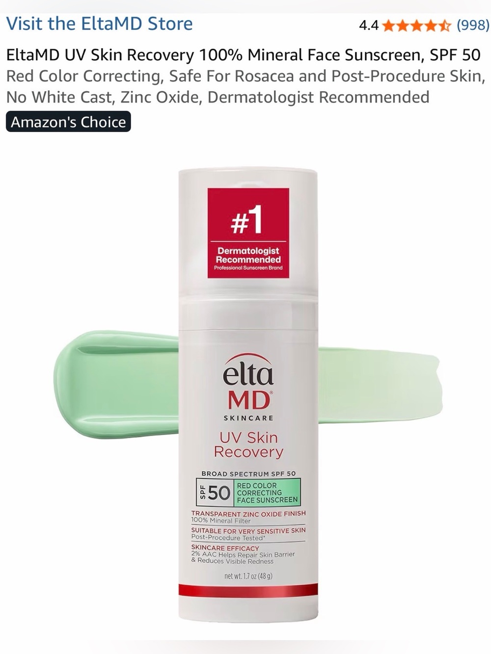 NEW EltaMD UV Skin Recovery SPF 50- 1.7oz